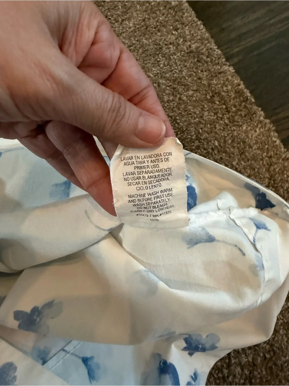 Vintage jcpenney Blue and Cream Floral Pillow Cover